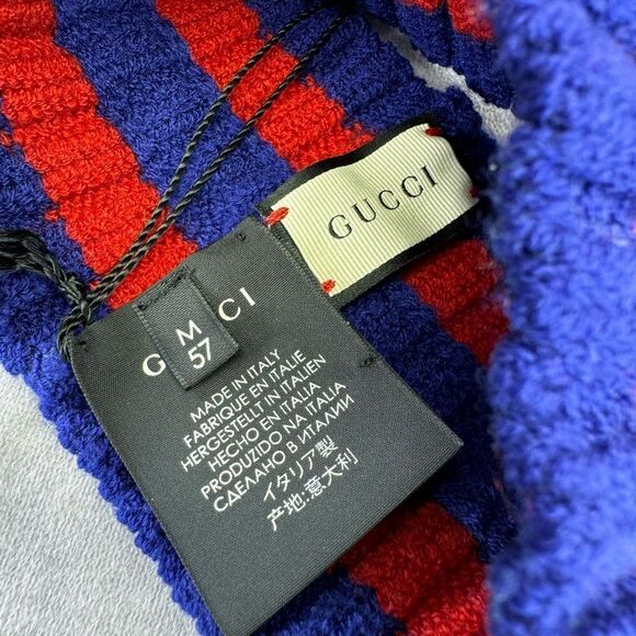 NWT GUCCI Web Knot Knit Wool Twist Red & Blue Headband - Picture 8 of 10